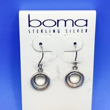 Boma Sterling Silver 925 Double Circle Dangle Earrings