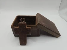 Jan Barboglio House Blessing Iron Cross In Hand Forged Box.  Mexico