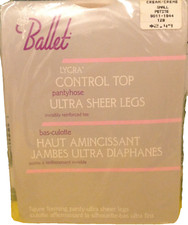 Vintage Pantyhose Ballet Control Top Lycra Color Cream Size Small B004A