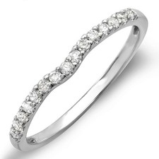 0.25 CT 14K White Gold Round Diamond Anniversary Wedding Ring Matching Band