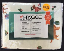 NEW Winter Holiday Dogs 100 Cotton Flannel Queen Size Sheet Set 4-Piece Sheets