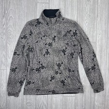 Merrell Opti-Wick Full Zip Knit Light Jacket Floral Pockets Black Brown Womens M