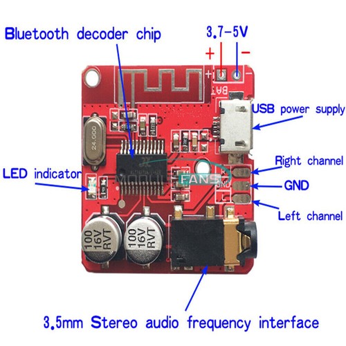 Type-C / Micro USB 3.7-5V Bluetooth 4.1 MP3 Audio Decoder Board TF SD Module. - Bild 5 von 19