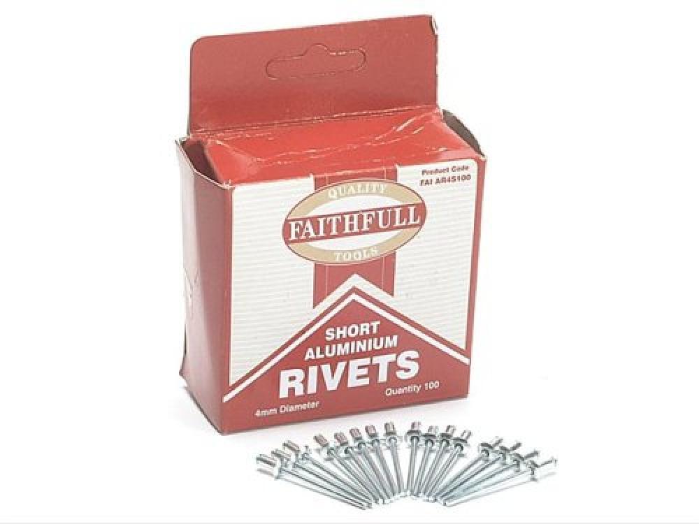 (TG. 4mm Short (Pack of 100)) Faithfull Aluminium Rivets 4Mm Short (Pack Of 100)