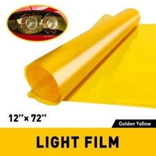 12"X72" Gloss Headlight Tint Film Taillight Vinyl Wrap Fog Light Golden Yellow