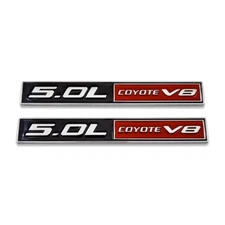 2x Chrome&Black&Red 5.0L COYOTE V8 Logo Emblem 5.0 Bagde Metal Sticker GT Decal