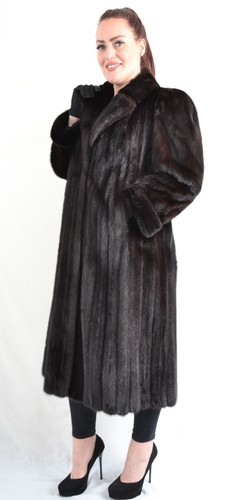 US4982 REAL MINK FUR COAT RANCH MINK FULL LENGTH SIZE L - NERZMANTEL PELLICCIA - Picture 7 of 24