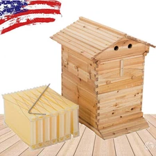 Auto Wooden Bee Hive Beekeeping Boxes Honey Bee Hives + 7 x Beekeeping Frames 