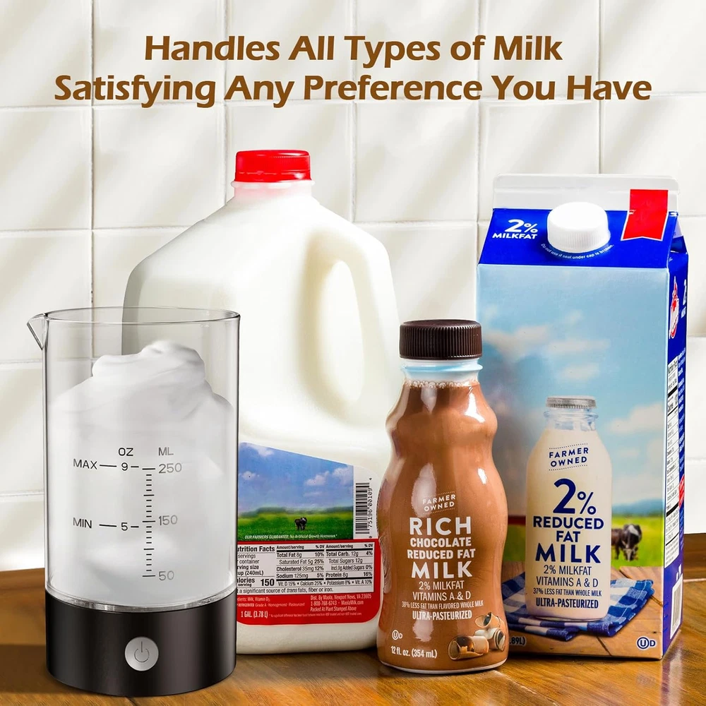 Milk Frother Handheld-Free - One-Button Battery Powered Milk Foamer - Electric F