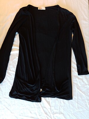 Damen Strickjacke üppige Kleidung Gr. M/L vorne offen schwarz 20365