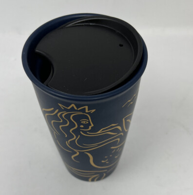 Starbucks 2017 Blue Ceramic Tumbler Coffee Travel Mug Siren
