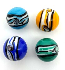 NEW for 2022 16mm "Riptide" Handmade Art Glass Marbles Set of 4 Colors 5/8th"