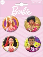 Ata-Boy Barbie & Ken 4-Piece Collectible Button Set