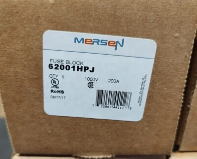 FERRAZ SHAWMUT NEW Mersen 62001HPJ Fuse Holder,Class J Photovoltaic,1000V,200A,Side Clip Config