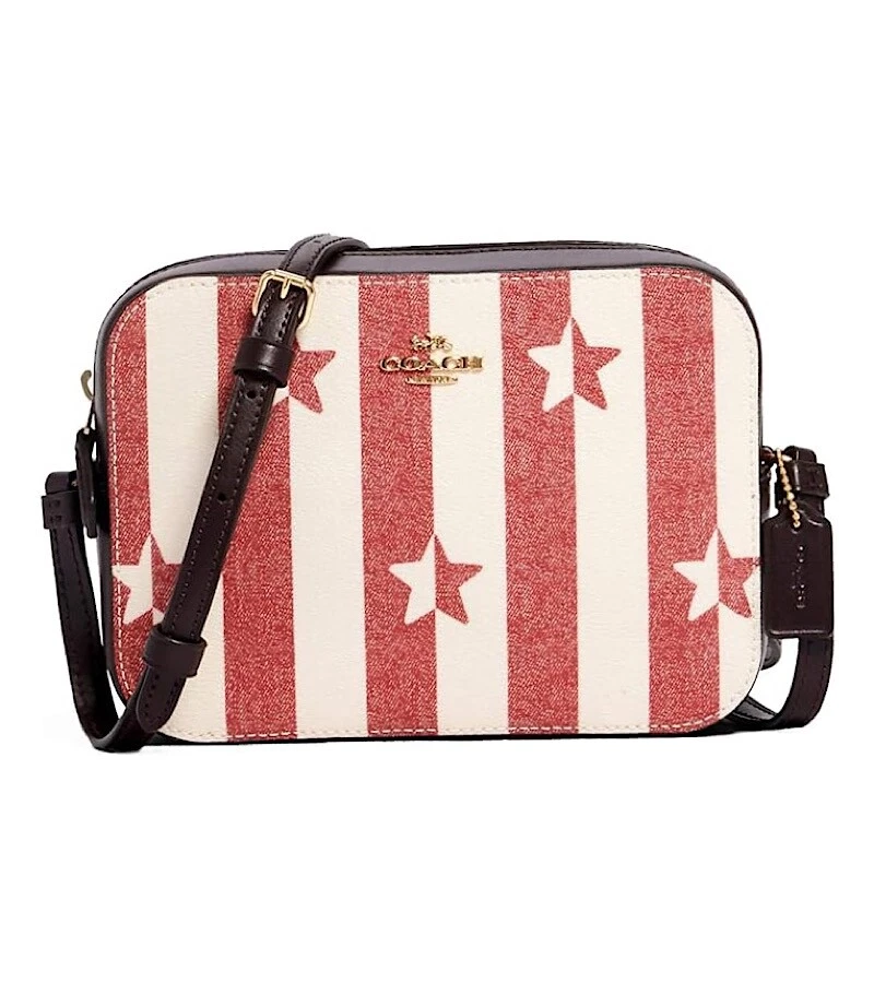 NWT New Coach Star Multi with Stripes Mini Camera CrossBody Bag