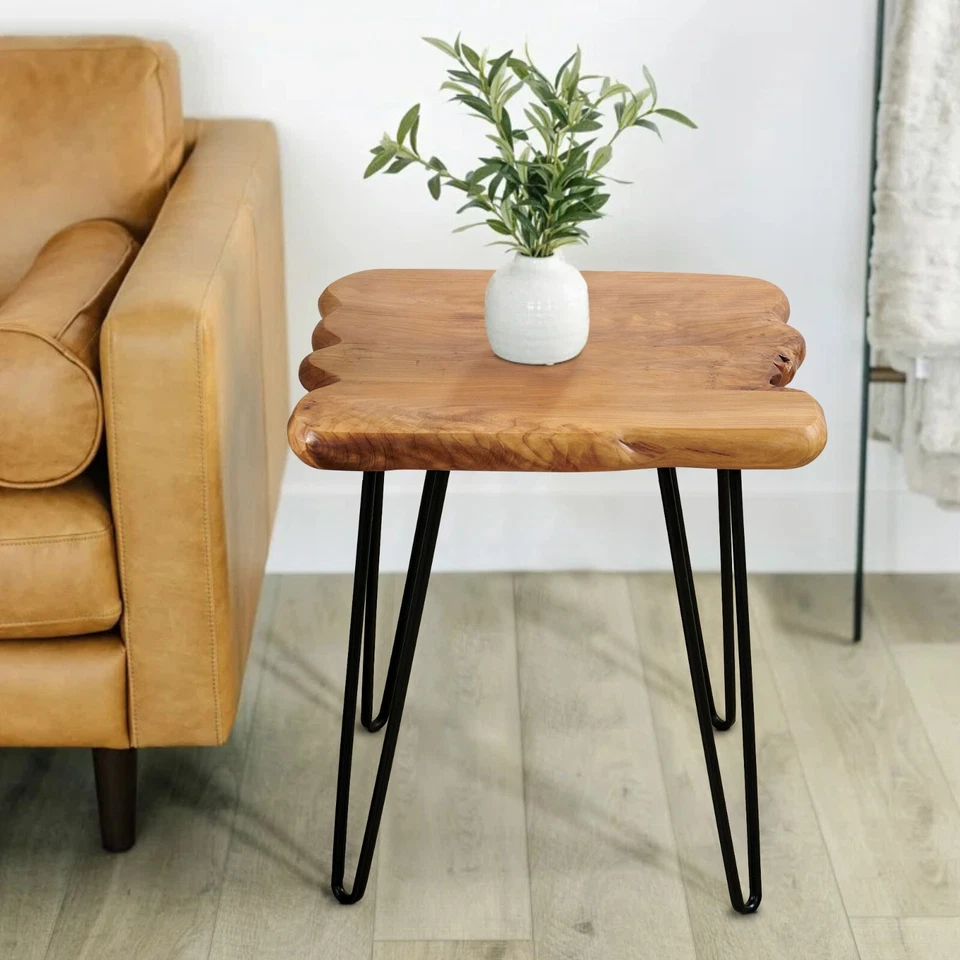 GREENAGE Cedar Live Edge Coffee Table with 4 Hairpin Legs 20" x 20" x 21" Height - Image 3 of 4