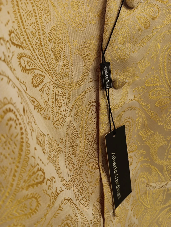 Alberto Cardinali Men's Dress Vest Gold Paisley Size L NWT - Image 4 of 4