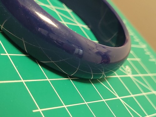 Vintage Royal Blue Lucite Chunky Plastic Bangle Bracelet VTG MOD 80's 3/4 Inch - Picture 7 of 9