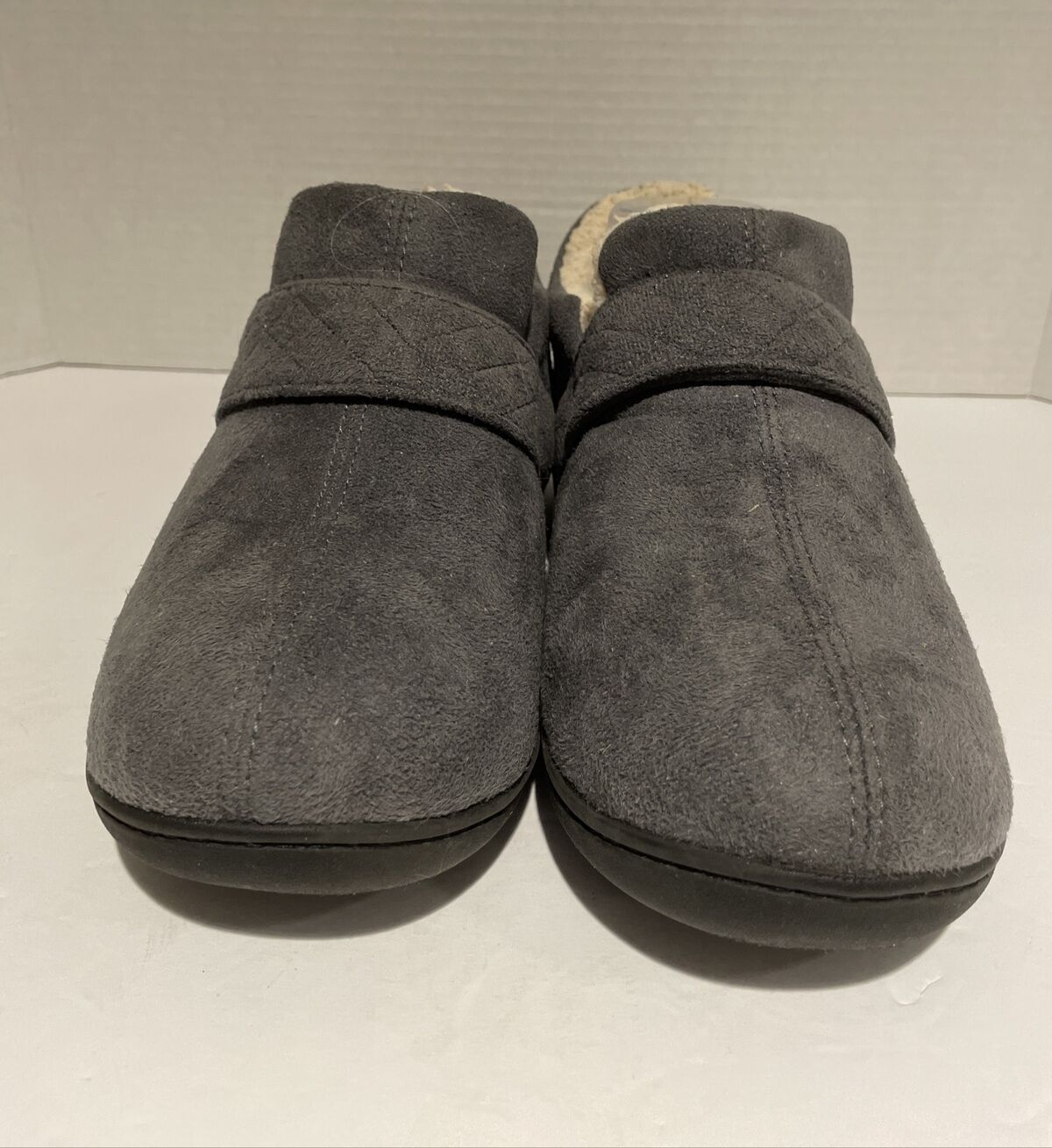 Zizor Womens Slippers Size 9 Adjustable Strap Faux Fur Lining Rubber Sole Gray eBay