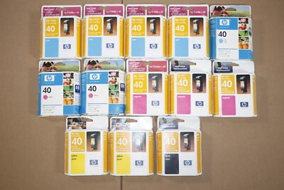 Lot Of 13 OEM HP Designjet 230, 250c,330 CMYK Ink Toners HP 40 51640C,M,Y,K