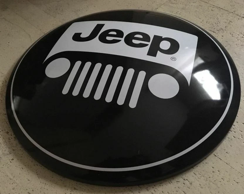 the Legend:  US Blechschild JEEP Grill Logo - rund + gewölbt - 38 cm Durchmesser - Bild 3 von 4