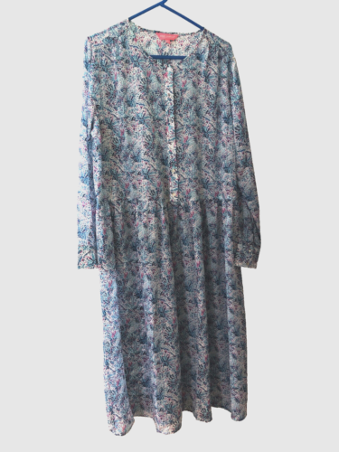 Simply Souithern blue/ pink floral maxi dress - women's long sleeve size L