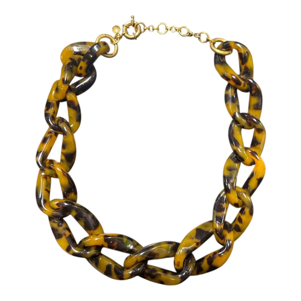 J. Collar distintivo de eslabones con estampado de guepardo grueso tono dorado Crew J334 Foto 2 de 4