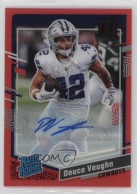 2023 Panini Clearly Donruss Red Auto /49 Deuce Vaughn #58 Rookie Auto RC 3hd