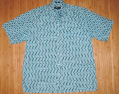 REYN SPOONER Shirt HAWAIIAN Size MEDIUM Cotton REVERSE PRINT Teal