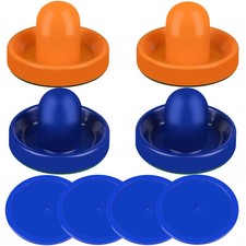 Air Hockey Pushers and Blue Air Hockey Pucks, Goal Handles Paddles Accessorie...