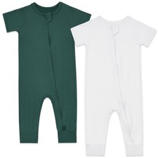 Baby Romper Rayon Short Sleeve Footless Pajamas 2 Way Zipper Summer Jumpsuit ...