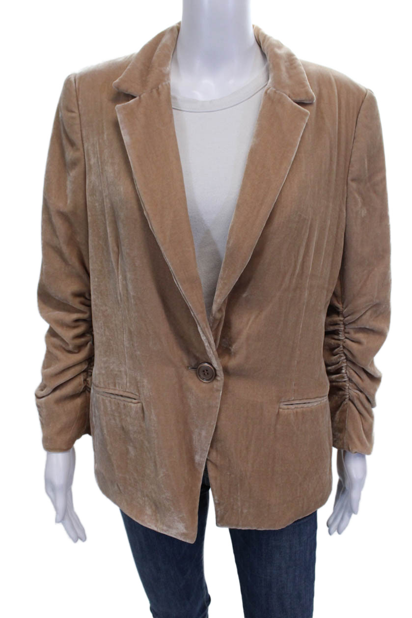 Drew Womens Basic Jacket Beige Button Long Sleeve… - image 1