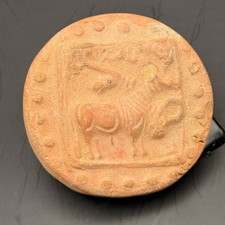 Antiguo raro sello del valle del Indo Harappa Mohenjo-Daro toro unicornio