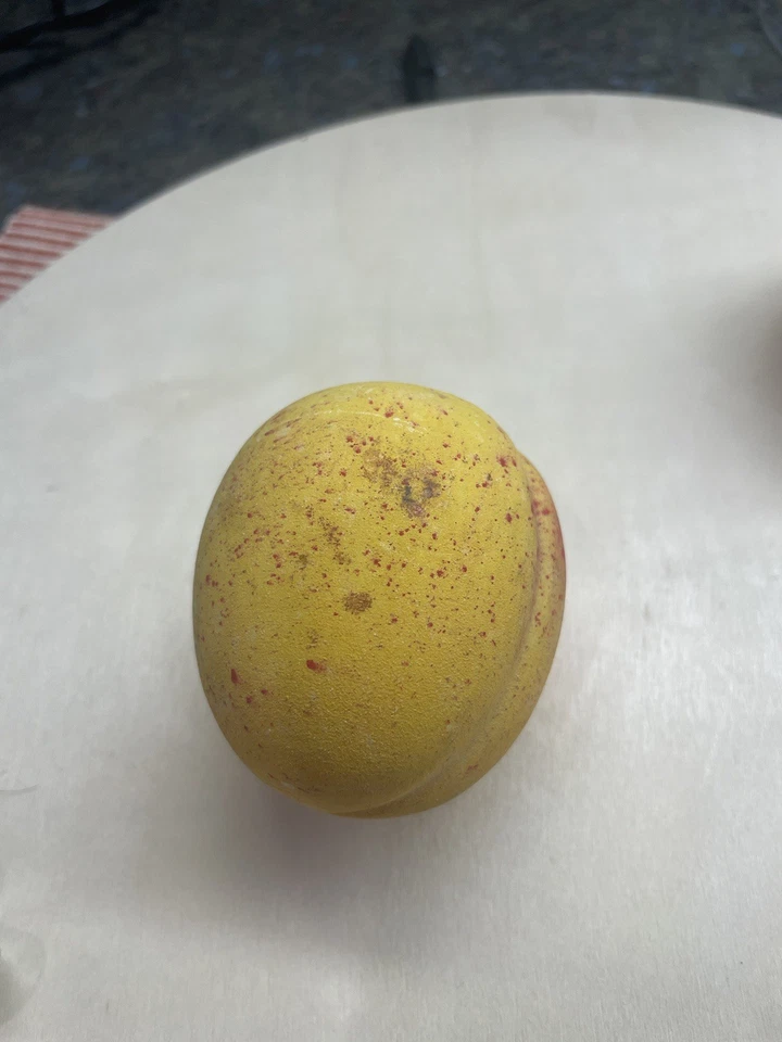 Early Vintage Antique Italian Alabaster Stone Fruit Yellow Peach Old Patina  - Image 3 of 4
