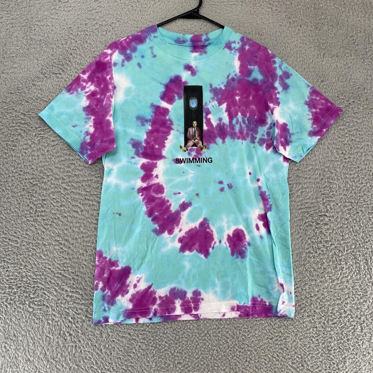 Mac Miller Swimming Shirt Mens Medium Blue Purple Tie Dye