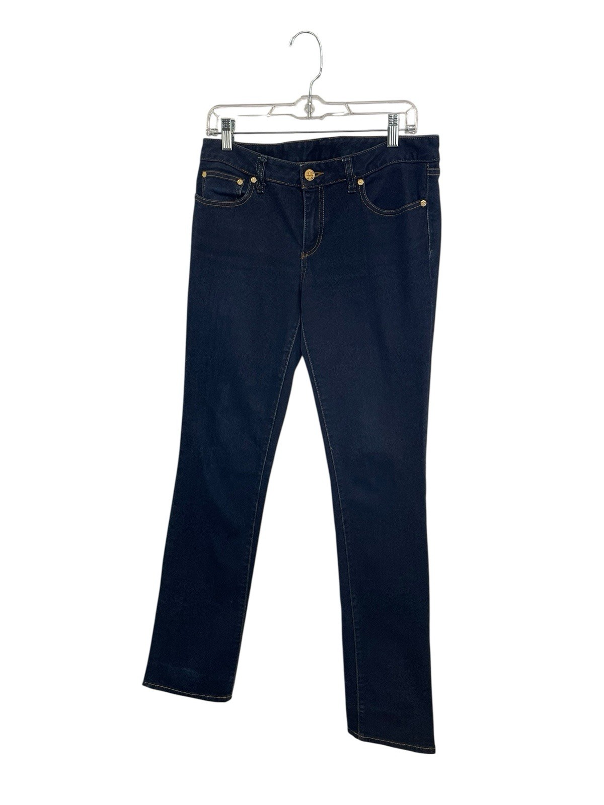 Tory Burch Straight Leg Jeans Dark Wash Womens Size 30 Denim Luxury Mid Rise