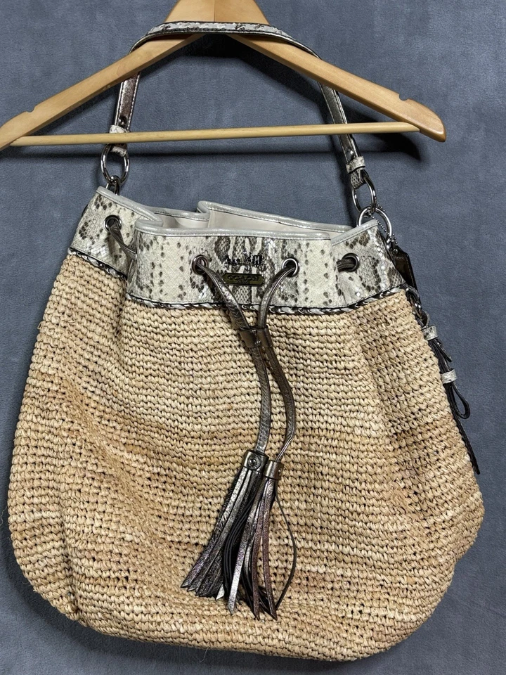 Coach Oversized Straw Python Tote bag Rare And Gorgeous Boho Beach Animal Print - Image 2 of 4