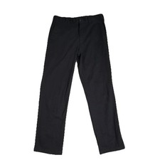 George Men's Black Casual Pants Straight Leg Flat Front Cotton Polyester