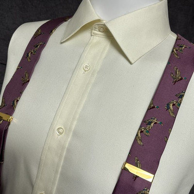 #ad Trafalgar Suspenders Limited Edition Silk Purple Flying Mallard Ducks Braces $87.49