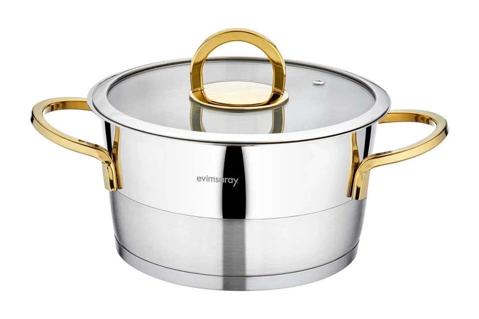 Elit Collection 8-piece Stainless Steel Cookware Set (Gold Handles) - Image 2 of 4