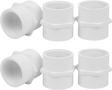 6Pack 1-1/2Inch PVC Female Thread Adapter Pipe Fittings, 2-Way PVC Pipe Coupling