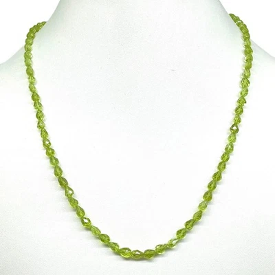 Selene Gems India Peridot Kette 5-6 mm Tropfen Anhänger, 925 Silber 18" - Bild 1 von 4