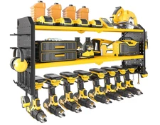 Power Tool Organizer Large 8 Drill Holder Wall Mount Heavy Duty Metal Tool Shelf