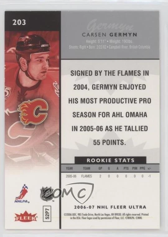 2006-07 Fleer Ultra Rookie Carsen Germyn #203 Rookie RC - Image 2 of 2