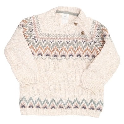H&M, Strickpullover, Größe: 80, Beige/Mehrfarbig, Acryl/Baumwolle/Polyester #jMa