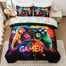 5Pcs Twin Game Comforter Set for Boys Kids Gaming Bedding Sets  Watercolor Gami