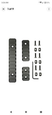 Picatinny Rail Sections Set for Rifle, Black, w/ Screws, T-Nuts & Allen Key