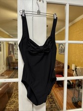 Cole of California 1 Piece Black Swim suit sz 14 High cut. Tummy support. Heavy