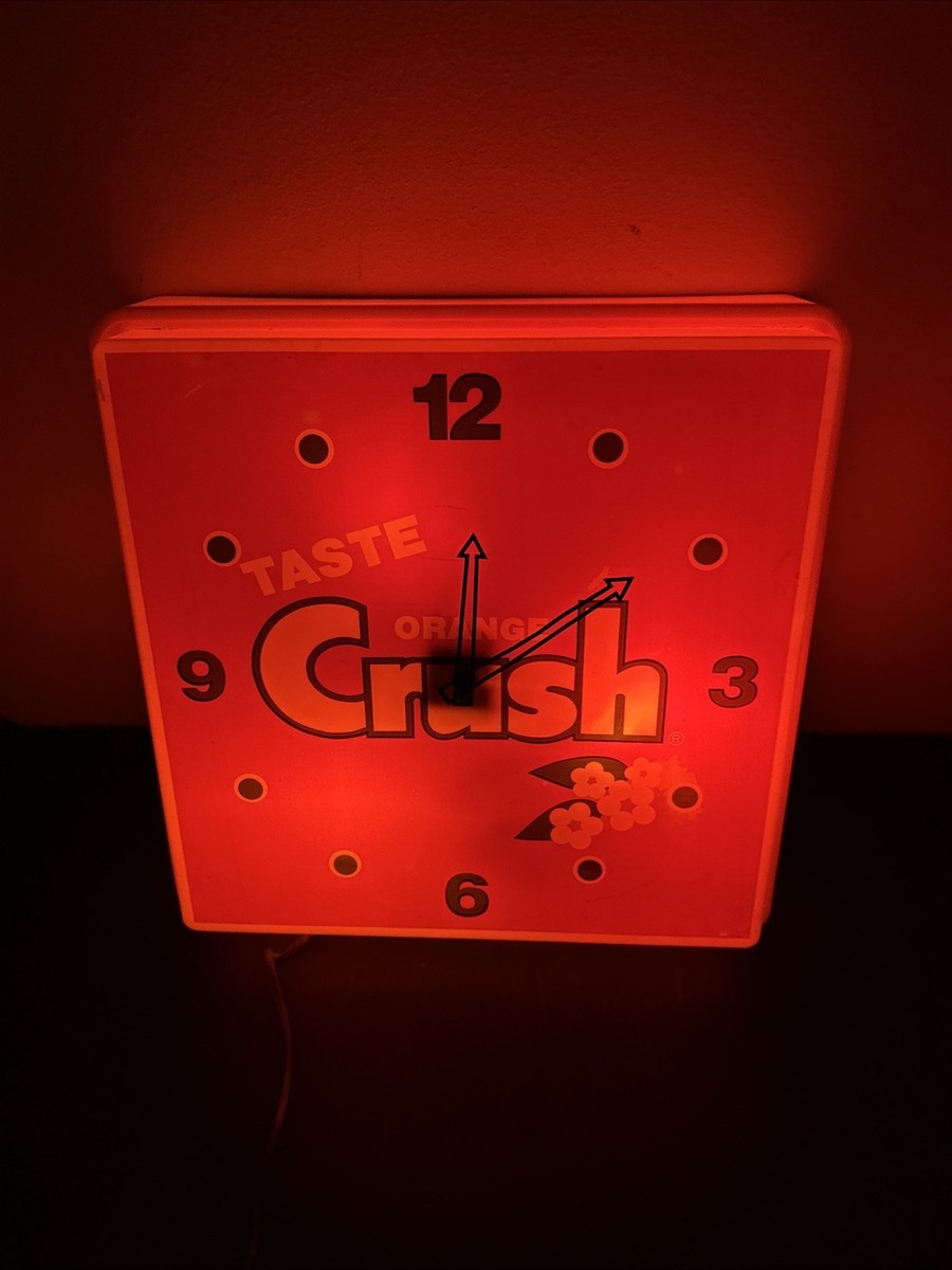 VINTAGE TASTE ORANGE CRUSH SUNWATCH LIGHTED ELECTRIC CLOCK 16x16