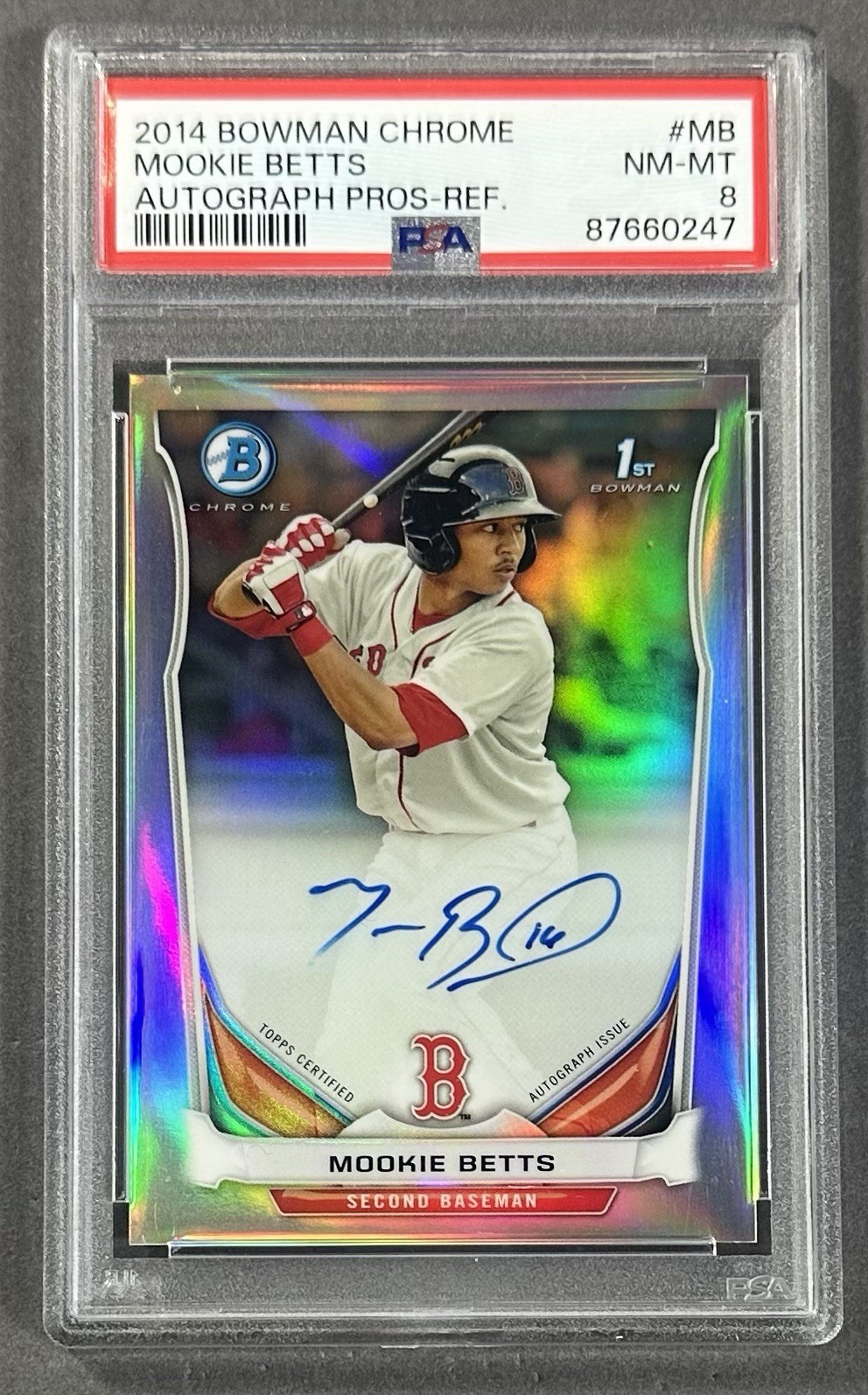 2014 Bowman Chrome Mookie Betts 1st Rookie Auto Refractor /500 PSA 8 #MB RC